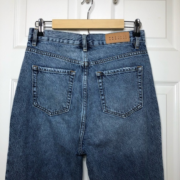 Pacsun Cotton High Rise Ripped Distressed Blue Wash Button Fly Straight Jeans 26 - Picture 8 of 16